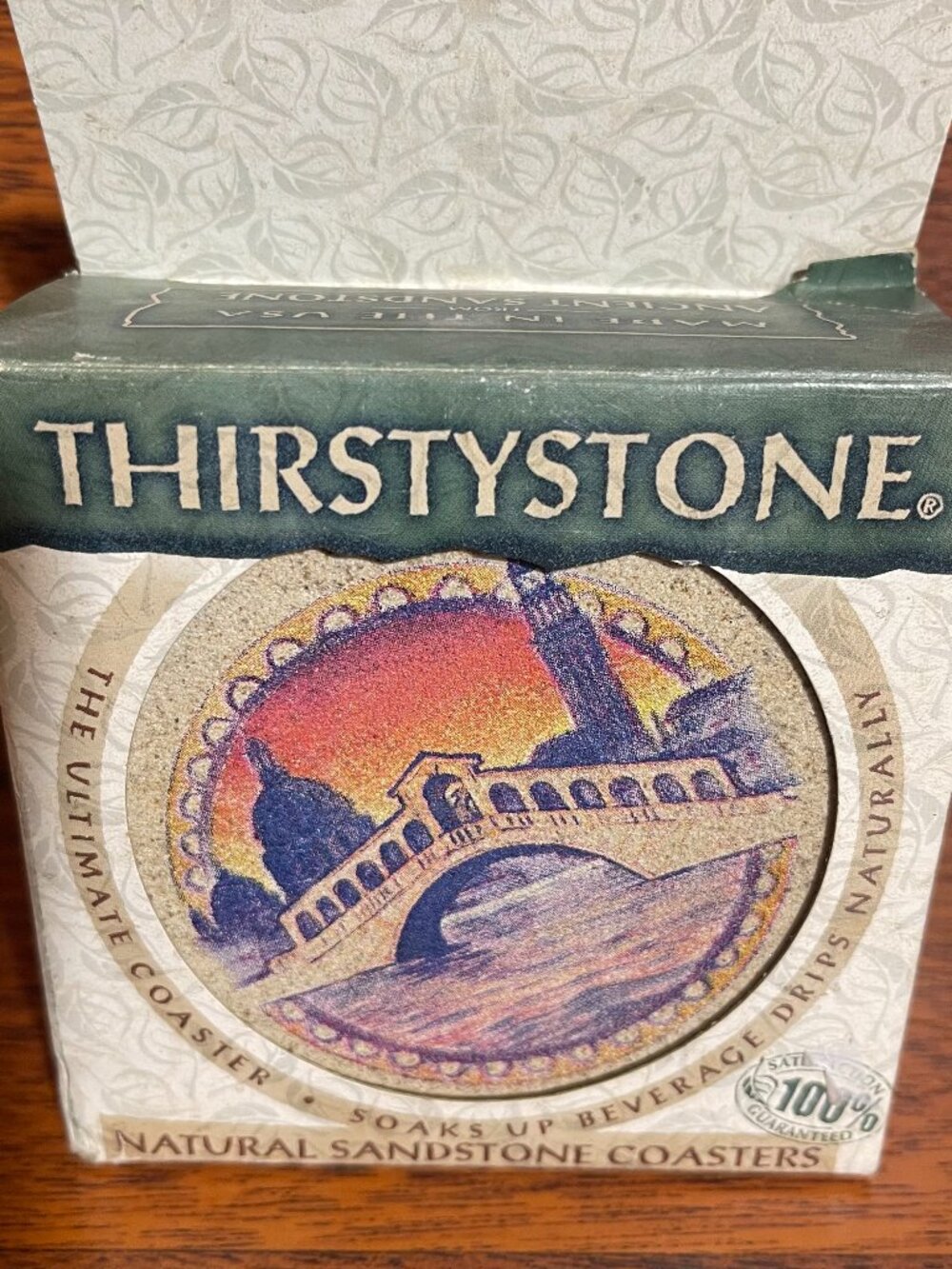 Thirstystone VTG 4 Sandstone Absorbent Coasters-Ponte di Rialto, Italy NEW